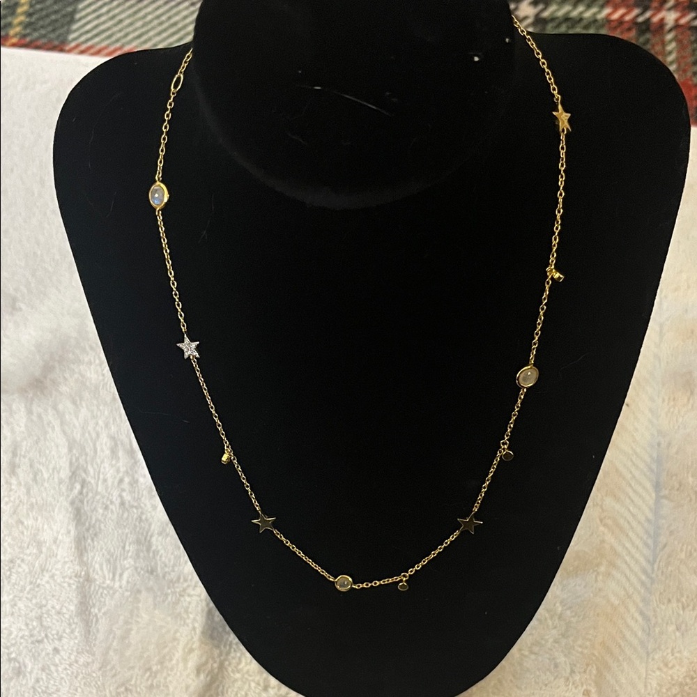 Gold-plated Star and Crystal Charm Necklace